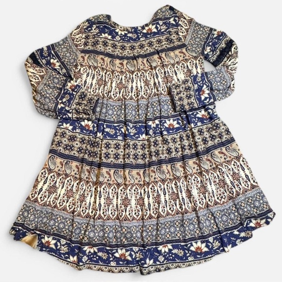 Altar'd State Boho Mini Dress Long Sleeve Flowy Dark Blue Embroidered Women's M - Picture 2 of 6
